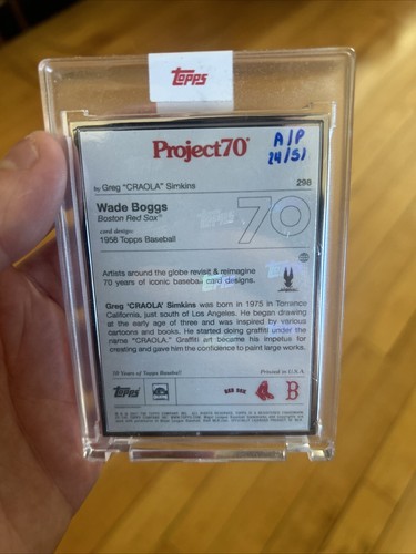 2021 Topps Project 70 - Greg "CRAOLA" Simkins x Wade Boggs Artist Proof /51 - Picture 2 of 2