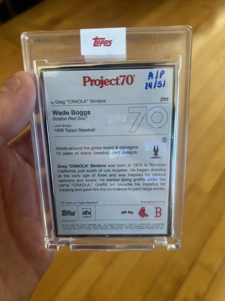 Topps Project 70 2021 - Greg "CRAOLA" Simkins x Wade Boggs prueba de artista/51 Foto 2 de 2