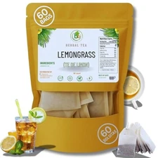 Limón Té (Lemongrass Tea) – 60 Tea Bags – 100% Natural, Vegan, Herbal – Gluten-F