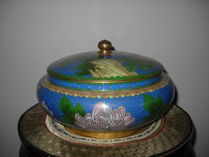 CLOISONNE VASE BONBONNIERE BOL POT BRONZE EMAUX CHINE CHINOIS ASIATIQUE JAPON