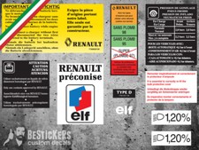 Kit 10 adesivi labels restauro Renault Clio mk1 1800 16v 1.8 vano motore