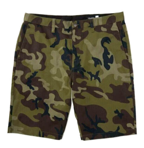 VOLCOM mens Stone V Monty Stretch Shorts 22" Camo Green Combo 32 NWT - Picture 2 of 3
