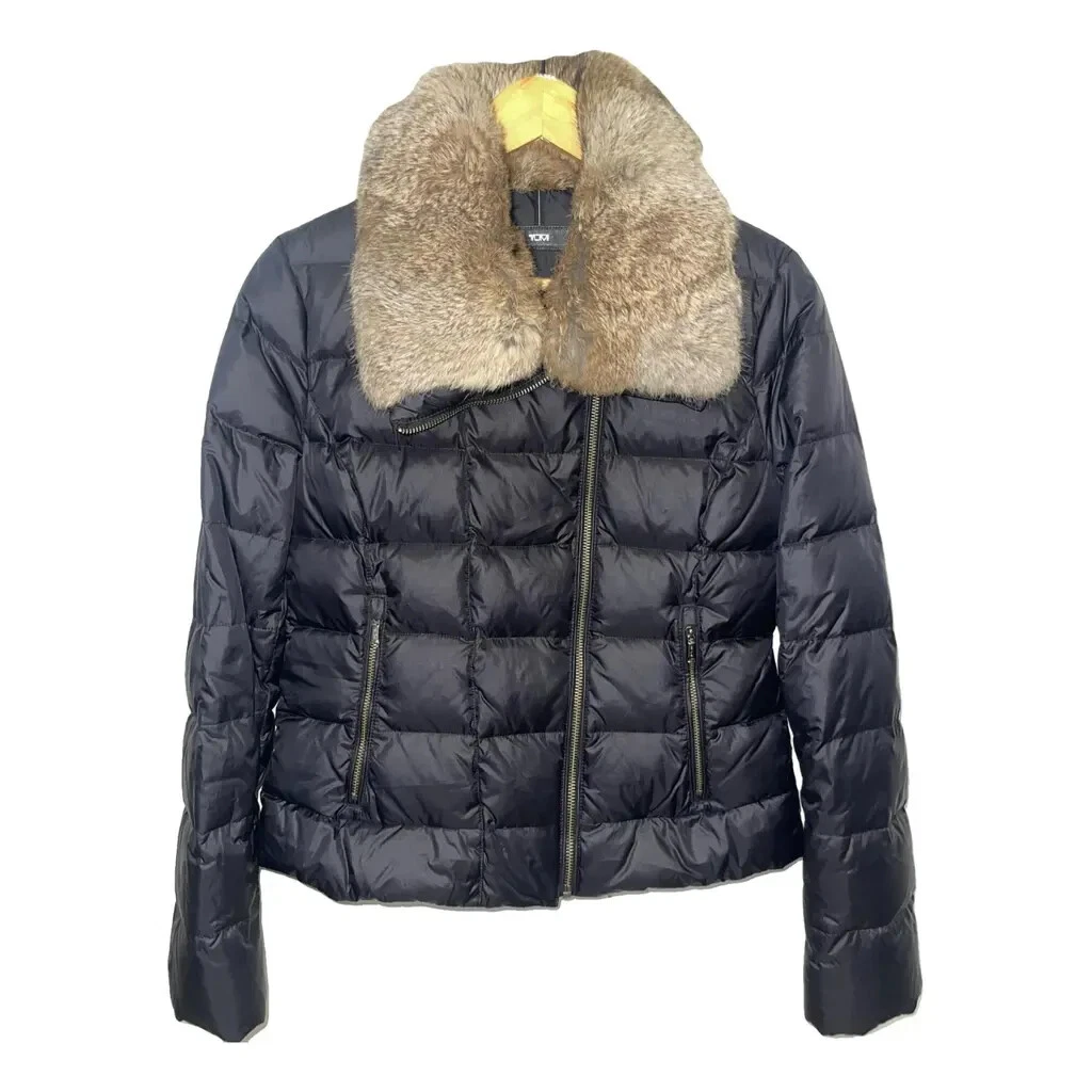Tumi Puffer with Rabbit Fur International NEW Never Worn Black, Polyester sz S