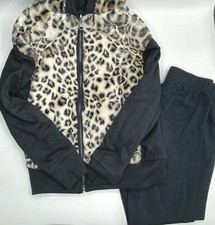Girls 10/12 Butter 2-Piece Heavyweight Reversible Zip-Up Hoodie Outfit Leopard