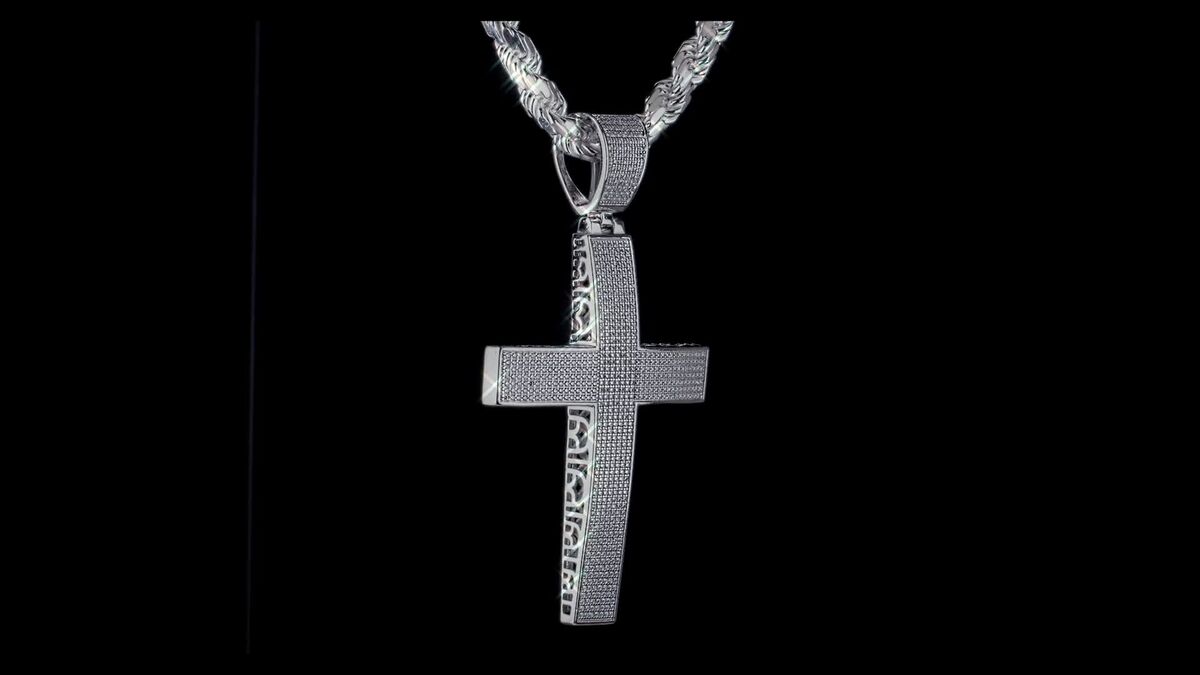 Large Solid 925 Silver Men's Cross 5ct CZ 3.25” BIG Hip Hop Large Solid 925 Silver Men's Cross 5ct CZ 3.25” BIG Hip Hop