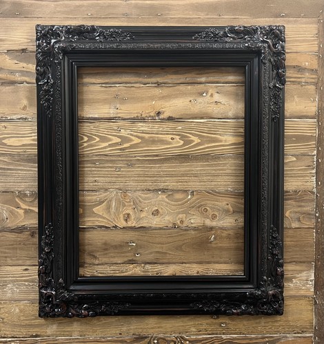 24 x 36 In stock-Traditional compo XL ornate corners wood frame,distressed BLACK - Picture 3 of 10