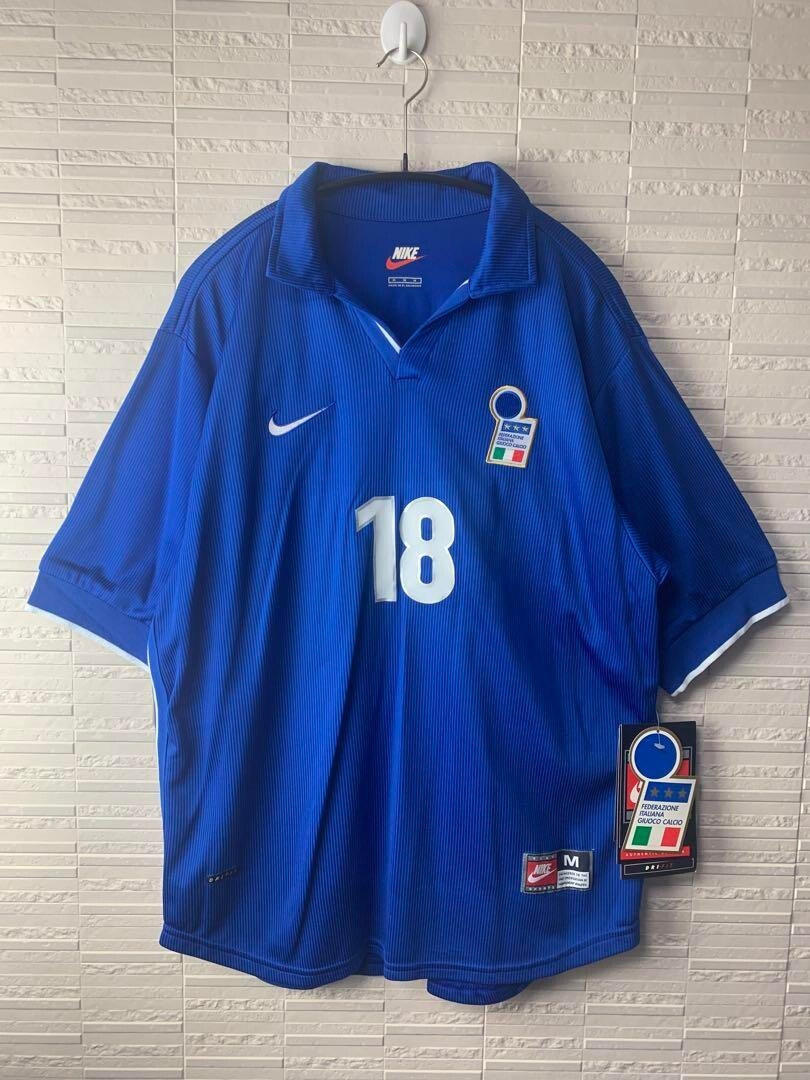 90s NIKE Roberto Baggio 1998 Italy National Team Football Jersey