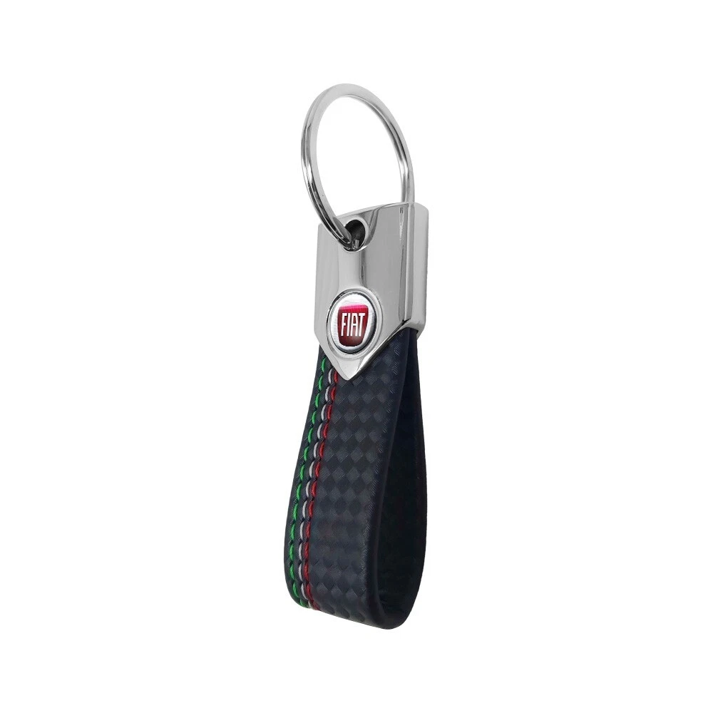 Fiat keychain carbon tricolor black with Fiat Red logo