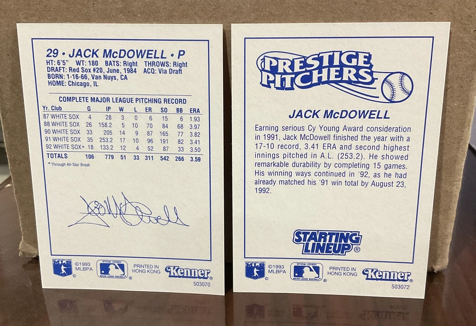 JACK McDOWELL 1993 KENNER STARTING LINEUP CARDS - CHICAGO WHITE SOX - Image 2 of 2
