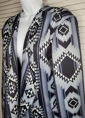 EUC! Crazy Train Aztec Open Front Waterfall Lined Jacket Southwest