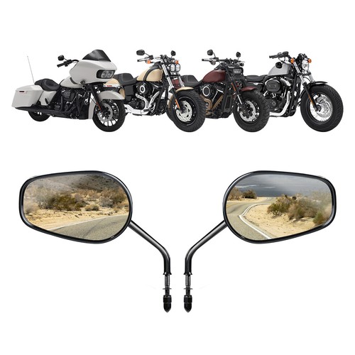 Black Rear View Side Mirrors Fit For Harley Road King Touring XL 883 SPORTSTER - Picture 5 of 12