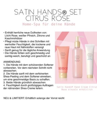 MARY KAY Satin Hands Set Citrus Rose Handset Geschenk exklusive 3tlg Neu OVP - Bild 2 von 3