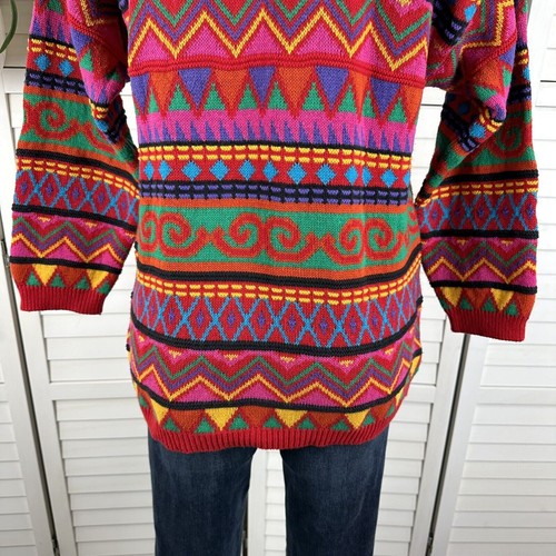 Vintage Clifford & Wills Bright 3D Colorful Sweater XL Knit Geometric Pullover - Picture 6 of 8