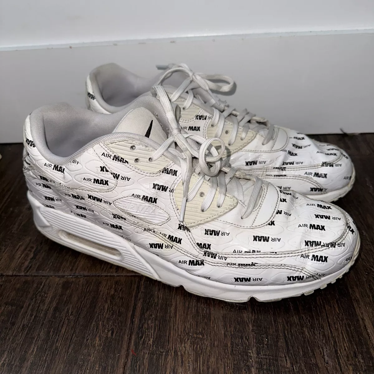 Nike Air Max 90 All Over Print White Black 700155 103 US 14 eBay