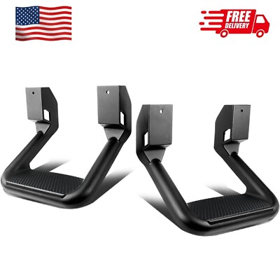 Pair Black Aluminum Side Hoop Steps Compatible With Most Pickups and SUV's