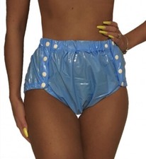 PVC Knöpferhose 4201GL Lack blau GENÄHT Schwedenhose Gummihose Windelhose ABDL