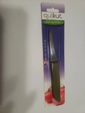 Quikut Paring Knife Olive Green Handle 2.5" Blade Discontinued Made In USA