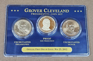 Grover Cleveland Proof and Uncirculated Three  Presidential Coin Set 2012