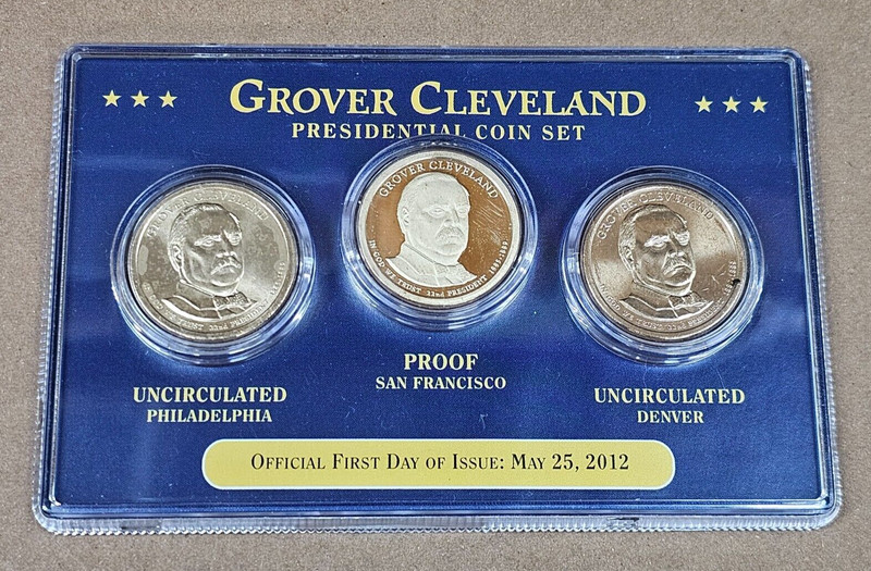Grover Cleveland Proof and Uncirculated Three  Presidential Coin Set 2012