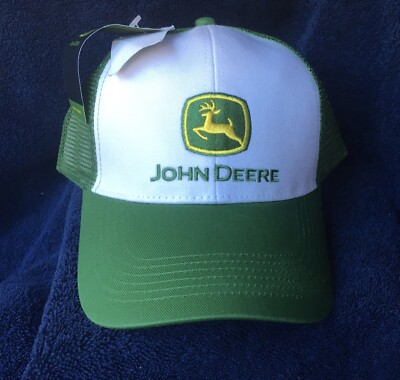 John Deere White Front Green Mash Snapback Hat