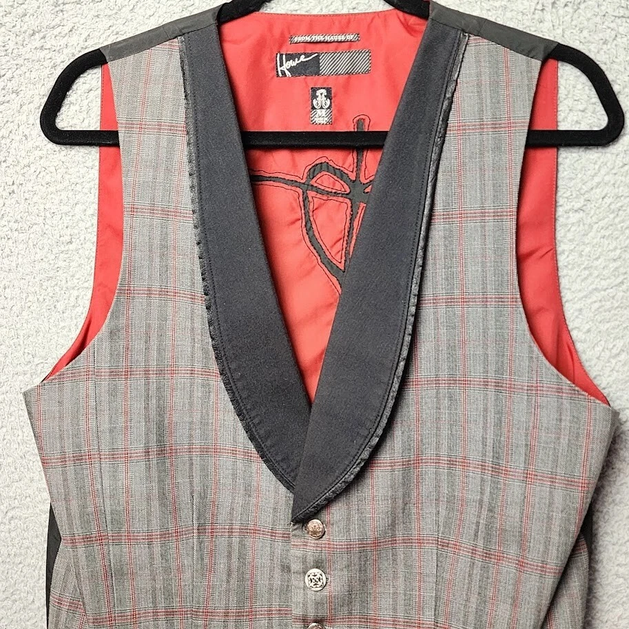 Hause Of Howe Vest Mens Medium Striped Multicolor Leather Trim Formal/Casual - Image 2 of 4