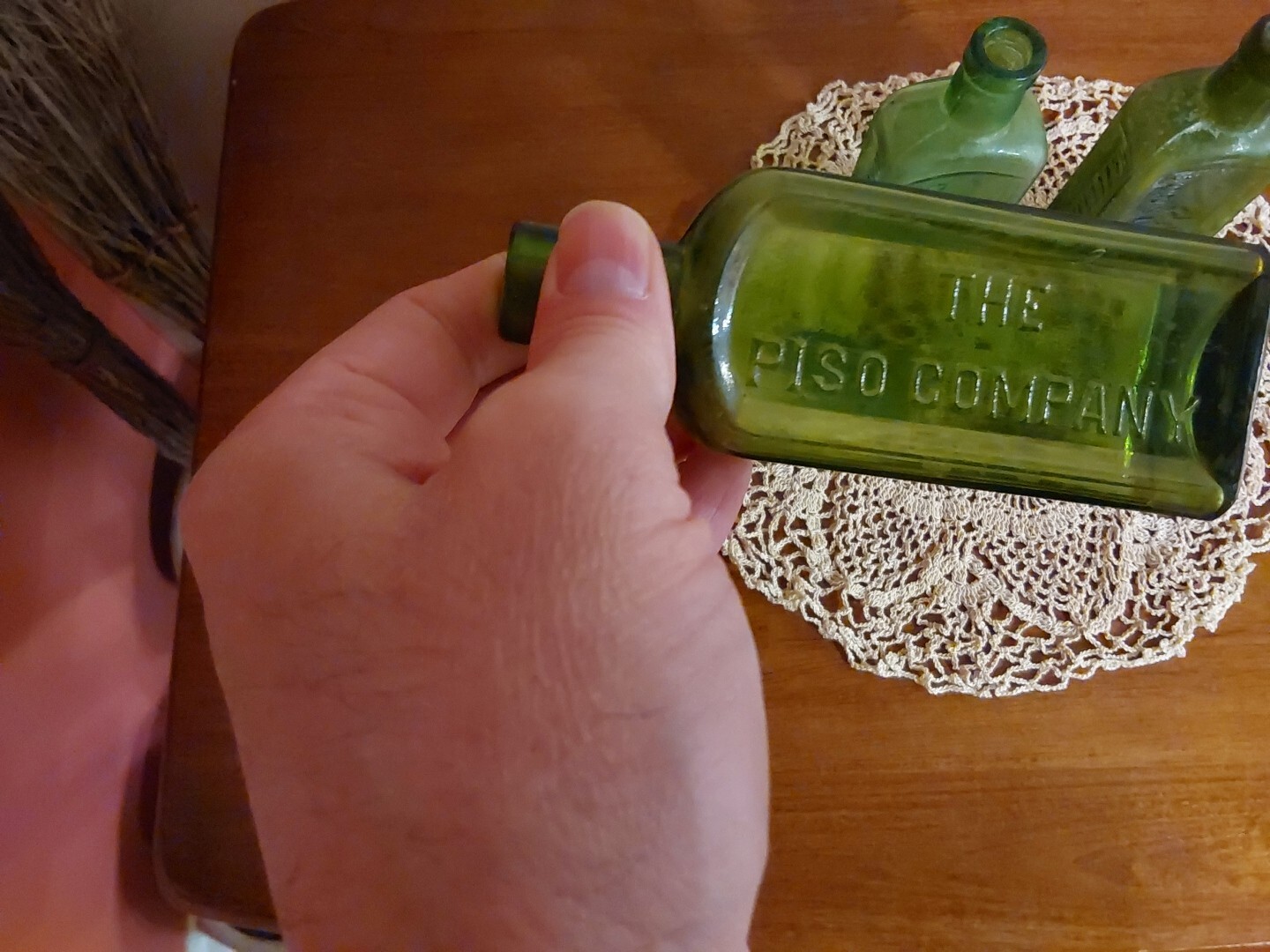 Lot of 3 Green Glass Antique Bottles eBay