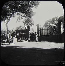 Glass Magic Lantern Slide HELIOPLIS ENTRANCE TO VIRGINS GARDEN C1900 EGYPT