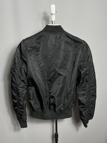 alpha industries bomber jacket ma-1 flight pilot black nylon usa woman Sz L - Picture 8 of 12