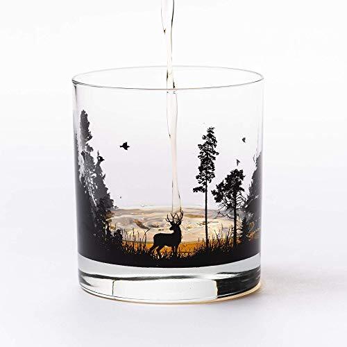 Juego de Gafas de Whisky Negro Bar Diseño de Animales del Bosque (Juego de Dos 11 oz. Gafas) - Imagen 5 de 10