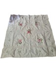 Table Cover White Embroidered Floral Lace Cutwork Spring Cottage  32 Square Vtg