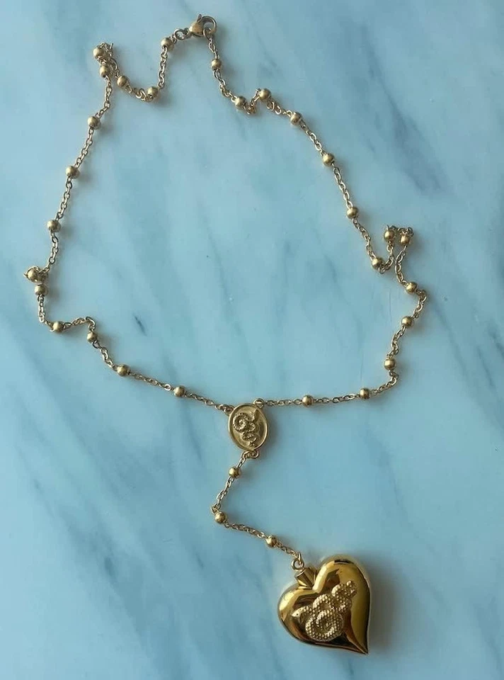 Saint Lana Del Rey LDR 风格藏匿项链/玫瑰链/空心吊坠/心形 Sh — 第 4/4 张图片