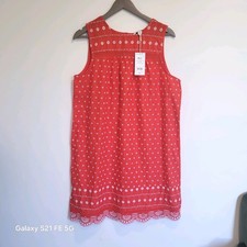 Next Embroidered Red&White Dress shift Uk 14 BNWT summer Wear Casual Boho