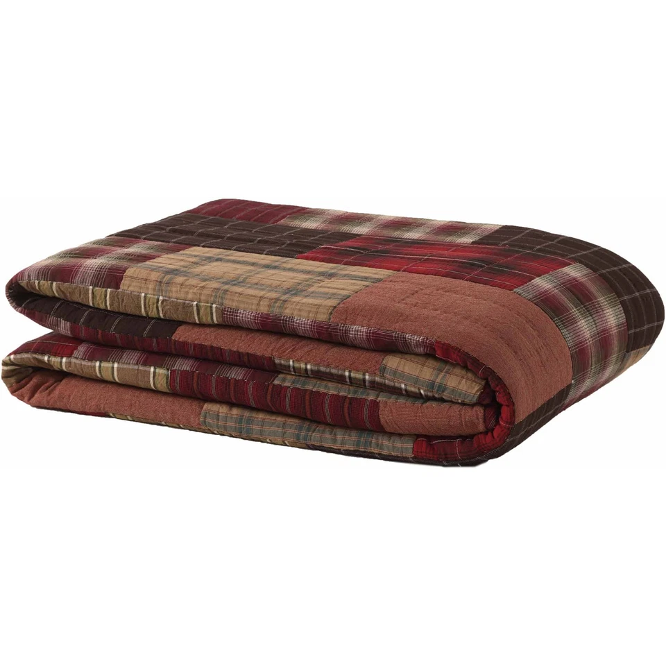 Rustic California King Quilt Red Patchwork Wyatt Cotton Bedroom Decor VHC Brands - Image 4 of 4