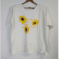 Vtg Gitano Sunflower T Shirt Womens Large Oversized Yellow Floral Bold Bright
