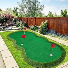 Indoor Outdoor 5x10ft Golf Putting Mat Thick 3 Cups Flags Turf Home Dad Gift