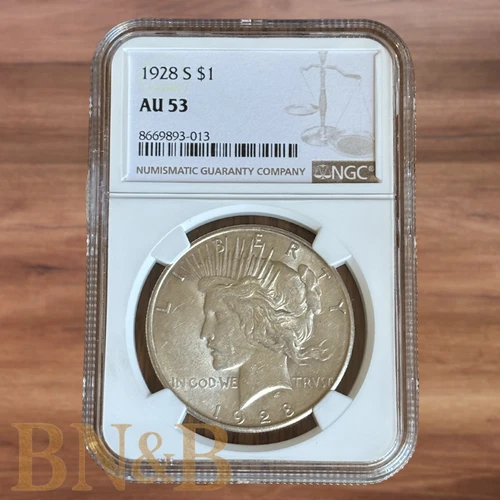 1928 S Peace Dollar NGC AU53