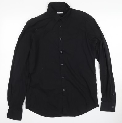 DKNY Herren Hemd schwarz S, Business Langarm