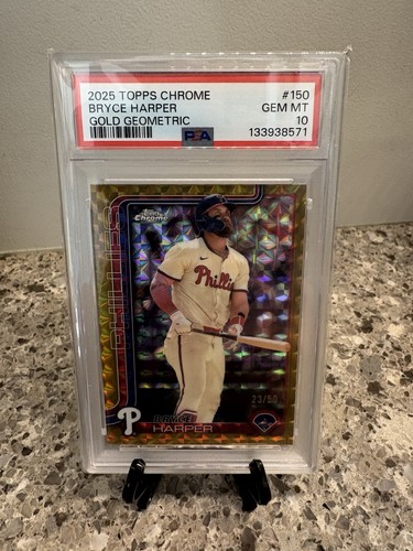 2025 Topps Chrome Geometric Bryce Harper Gold /50 Phillies PSA 10! POP 2
