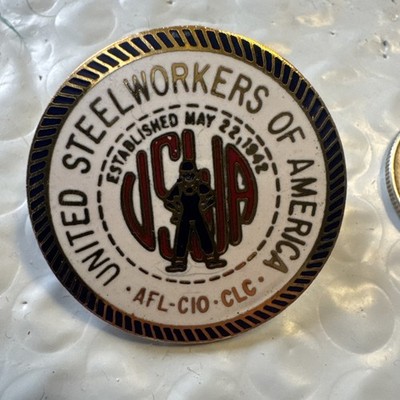 Vintage United Steel Workers Of America Hat Coat Pin USWA Charm Free Shipping