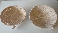 Set Of 2 Bamboo Baskets, Size 12", Ideal For Breads, Food Storage