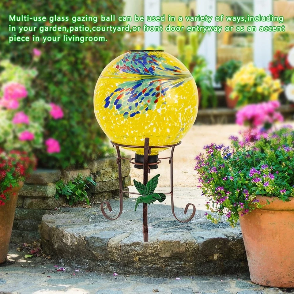 Bola de observación solar de 10" de diámetro y soporte de metal de 8,5" para interiores y exteriores Globo de vidrio... Foto 3 de 4