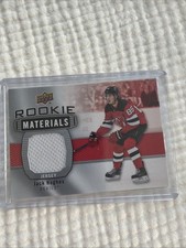 Jack Hughes DEVILS 2019-20 Upper Deck Rookie Materials Jersey Card. rookie card picture