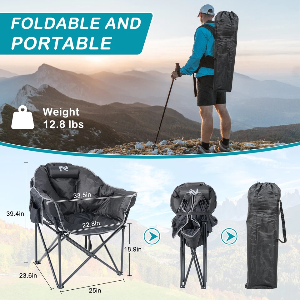 SLSY Heated Camping Chair Oversized, Outdoor Portable Heated Folding Seat Chairs - Image 2 of 4