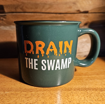 ''DRAIN THE SWAMP'' Heavy Dark Bright Green Handled 15 oz Mug