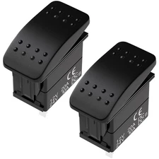 12V 20A Marine Rocker Switch 2 Pack 3-Pin SPST ON/Off Waterproof Toggle