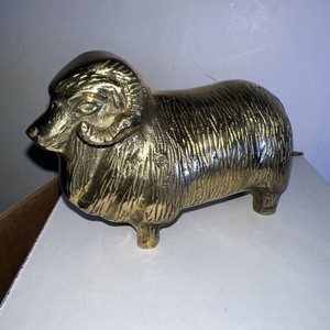 VTG Solid Brass Ram Figurine A.A.Imported Co.St. Louis, Mo. Taiwan 4.75x3.25x2In