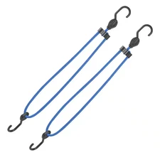 Bungee Cord Adjustable Heavy Duty Tie Down Strap 22in to 32in Blue 2 Pack Hooks
