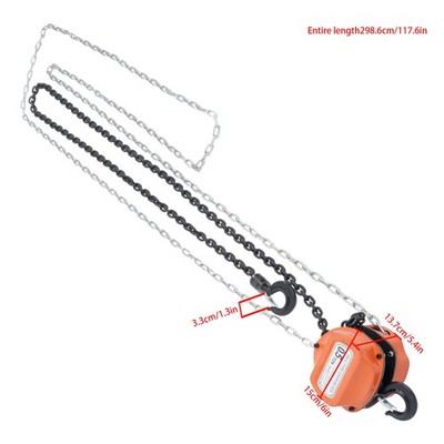 1/2 Ton (1100Lbs) Capacity Chain Hoist 10FT, Manual Hand Lift Chain Block Hoist