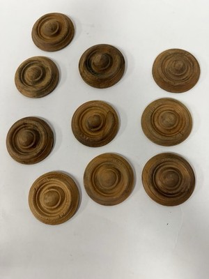 (10) Antique Wood Bullseye Rosettes Victorian Architectural Salvage Millwork C23