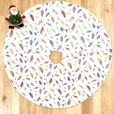 White Faux Fur Christmas Tree Skirt 48in Luxury Snow Round Xmas Tree Decoration